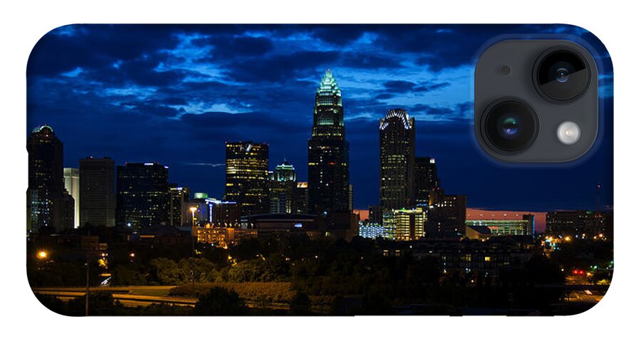 Charlotte iPhone 14 Case featuring the photograph Charlotte North Carolina panoramic image by Flees Photos
