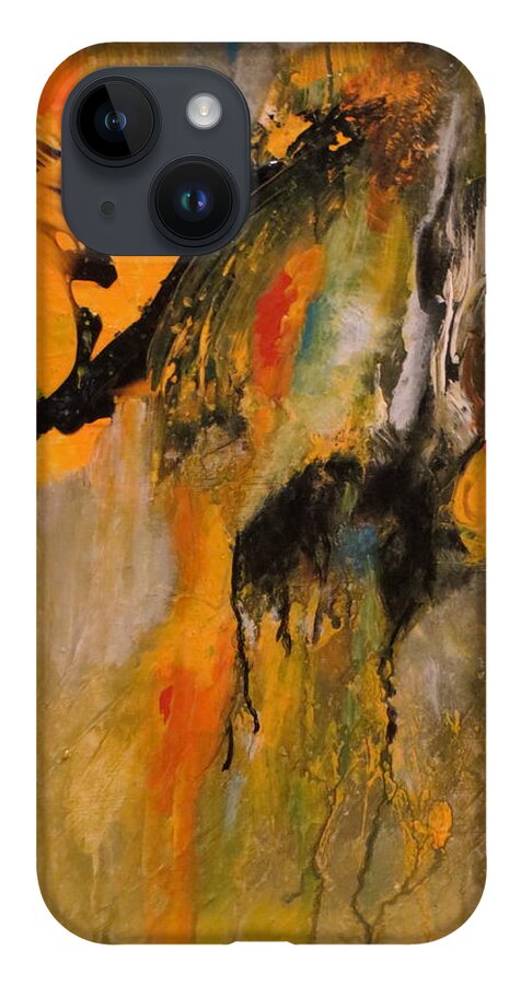 Abstract iPhone 14 Case featuring the painting Cheeky by Soraya Silvestri