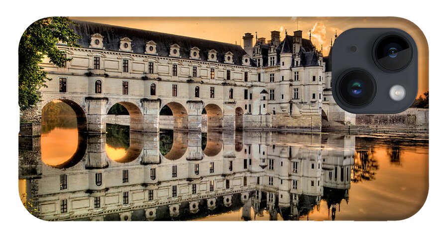Chateau De Chenonceau iPhone 14 Case featuring the photograph Chenonceau Castle in the twilight panorama by Weston Westmoreland