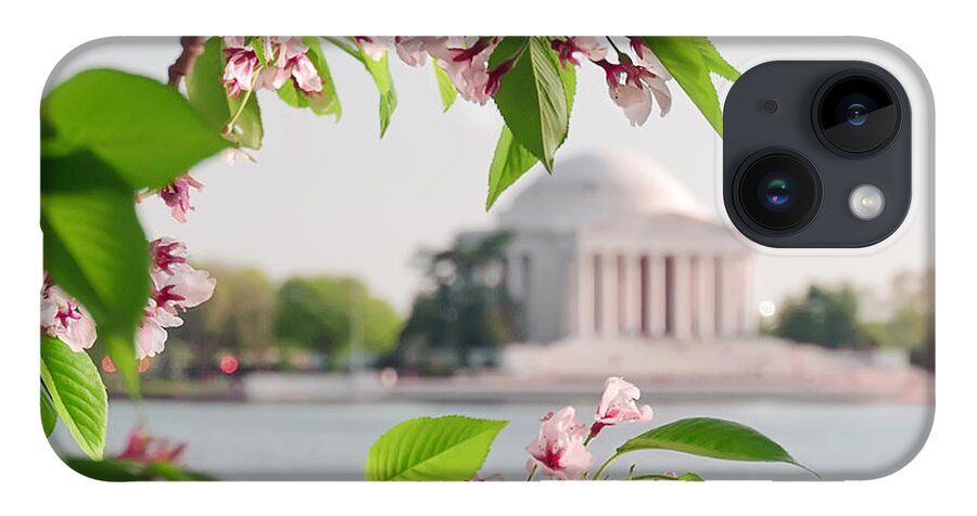 America iPhone Case featuring the photograph Cherry Blossoms and the Jefferson Memorial by Mitchell R Grosky