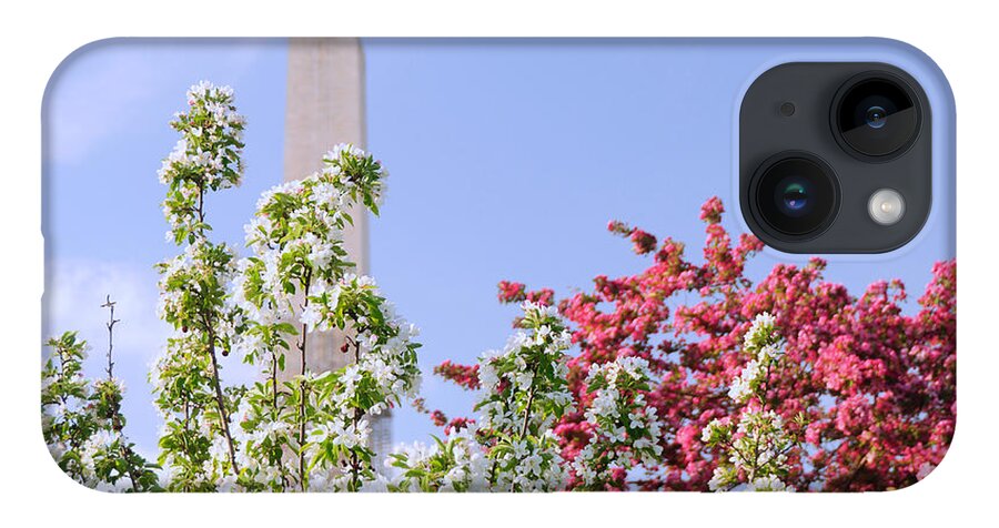 America iPhone Case featuring the photograph Cherry Trees and Washington Monument Four by Mitchell R Grosky