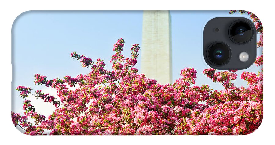 America iPhone Case featuring the photograph Cherry Trees and Washington Monument Two by Mitchell R Grosky