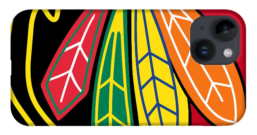 Chicago iPhone 14 Case featuring the painting Chicago Blackhawks 2 by Tony Rubino