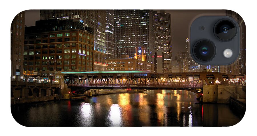 Chicago iPhone 14 Case featuring the photograph Chicago El Train on Wells Street by Brett Maniscalco