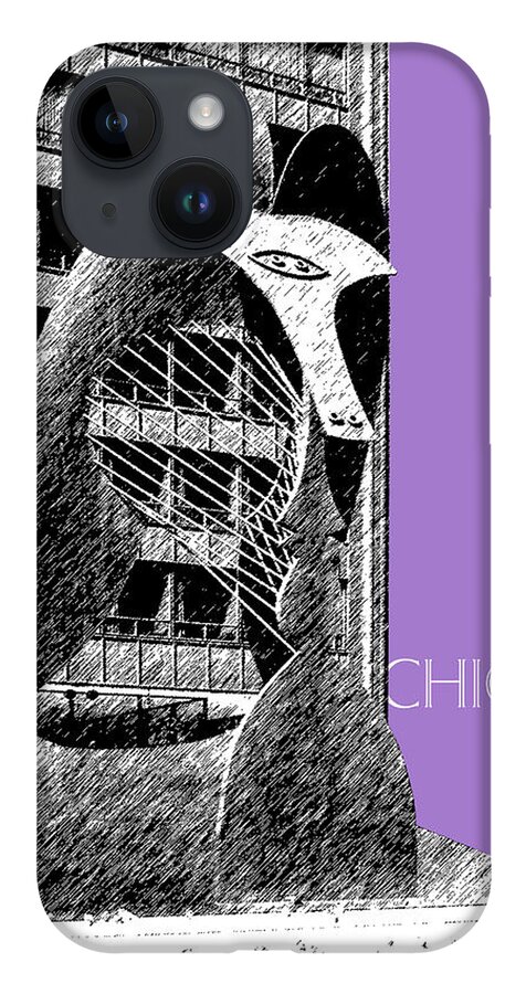 Architecture iPhone Case featuring the digital art Chicago Pablo Picasso - Violet by DB Artist