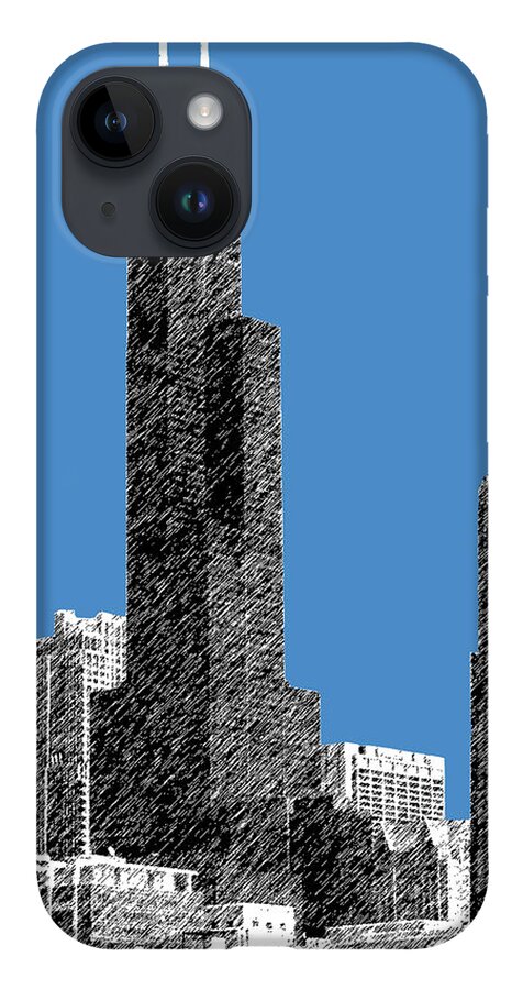Architecture iPhone 14 Case featuring the digital art Chicago Sears Tower - Slate by DB Artist