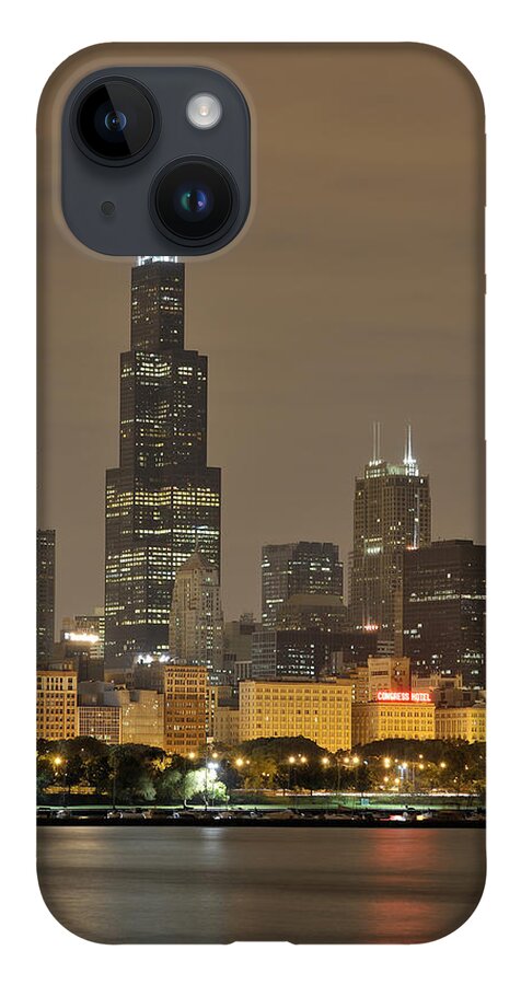 Chicago Skyline iPhone Case featuring the photograph Chicago Skyline at Night by Sebastian Musial