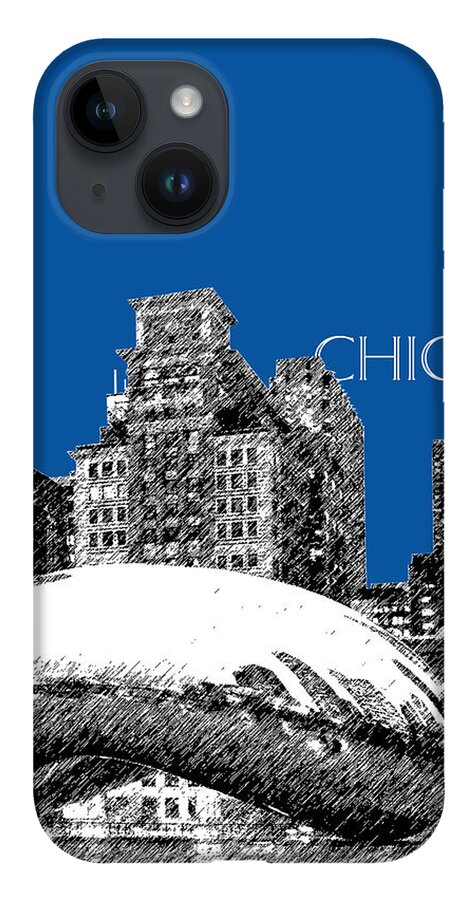 Architecture iPhone 14 Case featuring the digital art Chicago The Bean - Royal Blue by DB Artist