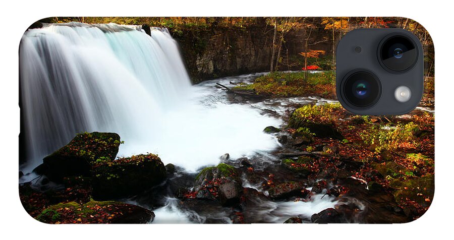 Waterfall iPhone 14 Case featuring the photograph Choushi - Ootaki Waterfall in Autumn by Brad Brizek