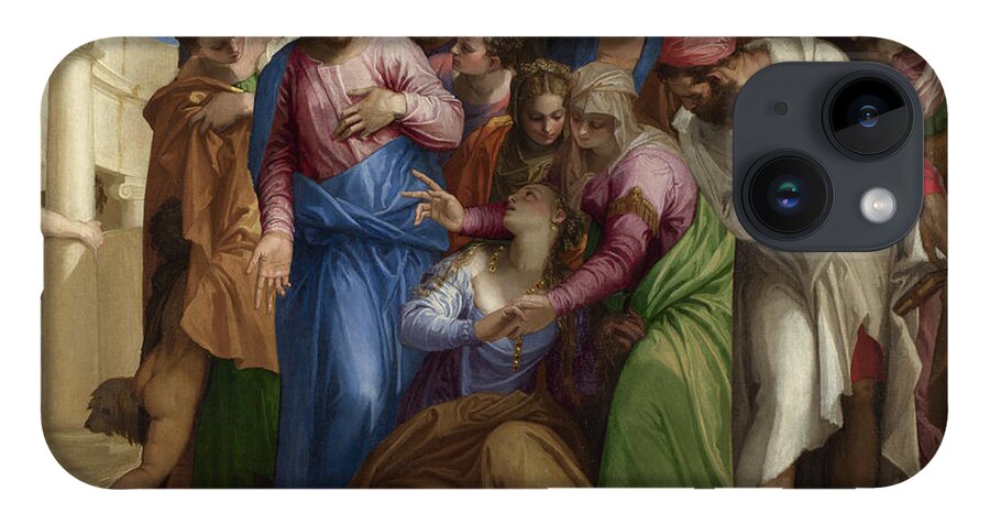 Paolo Veronese iPhone Case featuring the painting Christ addressing a Kneeling Woman by Paolo Veronese