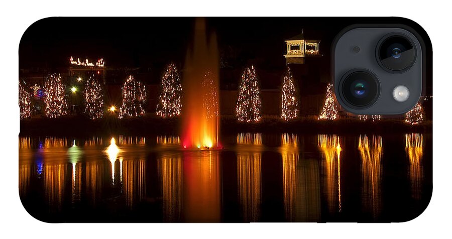 Christmas Trees iPhone 14 Case featuring the digital art Christmas Reflection - Christmas Card by Flees Photos