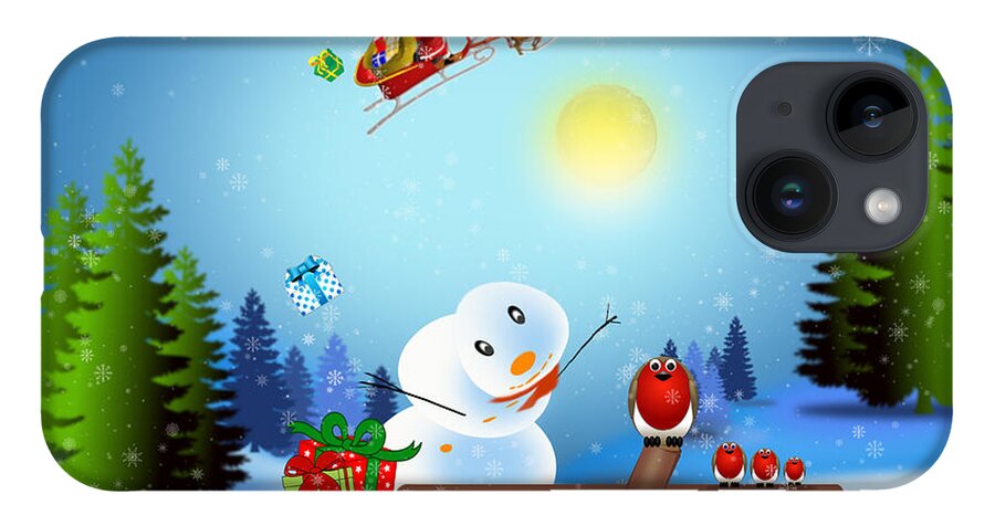Robin iPhone Case featuring the digital art Christmas Robin by Spikey Mouse Photography