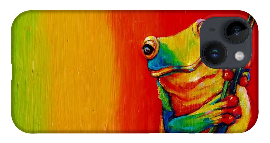 Frog iPhone 14 Case featuring the painting Chroma Frog by Jean Cormier