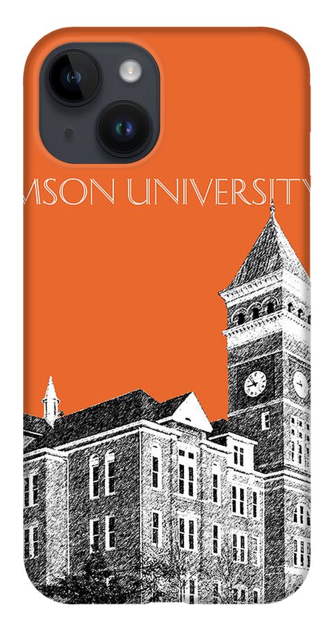 University iPhone 14 Case featuring the digital art Clemson University - Coral by DB Artist