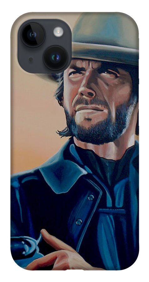 Clint Eastwood iPhone 14 Case featuring the painting Clint Eastwood Painting by Paul Meijering
