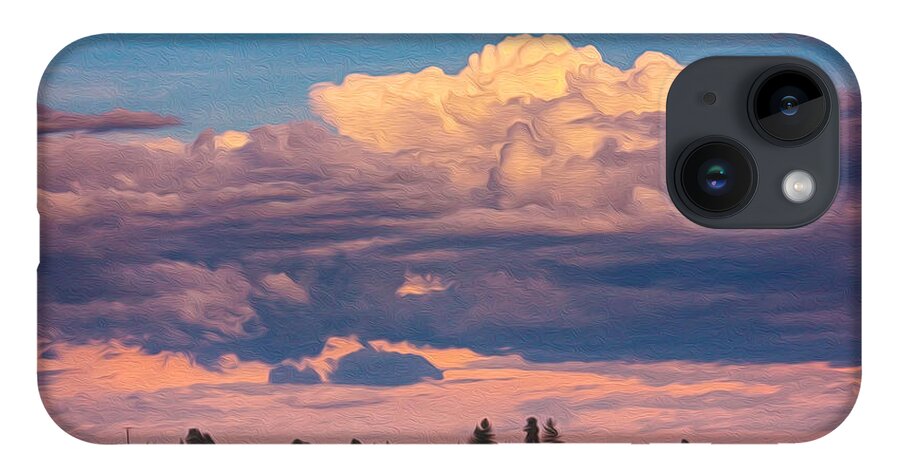 North Cascades iPhone 14 Case featuring the painting Cloudy Sunset by Omaste Witkowski