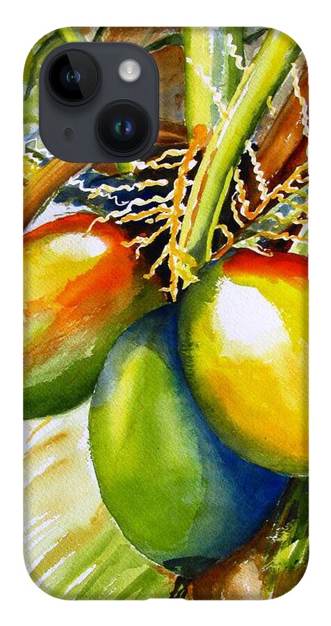 Coconut Tree iPhone Case featuring the painting Coconuts by Carlin Blahnik CarlinArtWatercolor