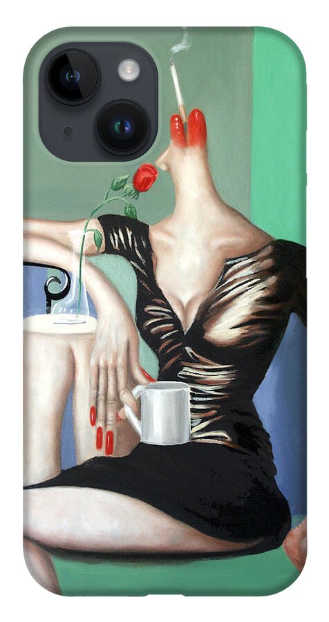 Coffee Break Framed Prints iPhone 14 Case featuring the painting Coffee Break by Anthony Falbo