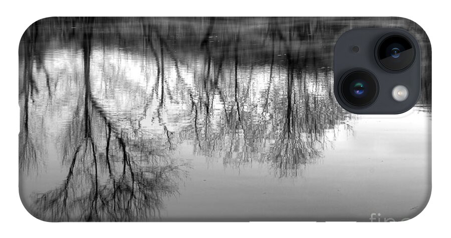 River Monochrome iPhone 14 Case featuring the photograph Cold Reflection by Michael Eingle
