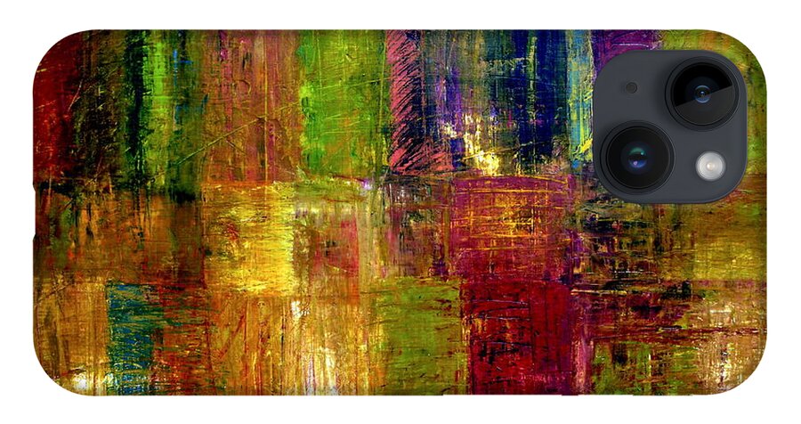 Abstract iPhone 14 Case featuring the painting Color Panel Abstract by Michelle Calkins