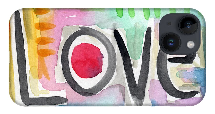 Love iPhone 14 Case featuring the painting Colorful Love- painting by Linda Woods