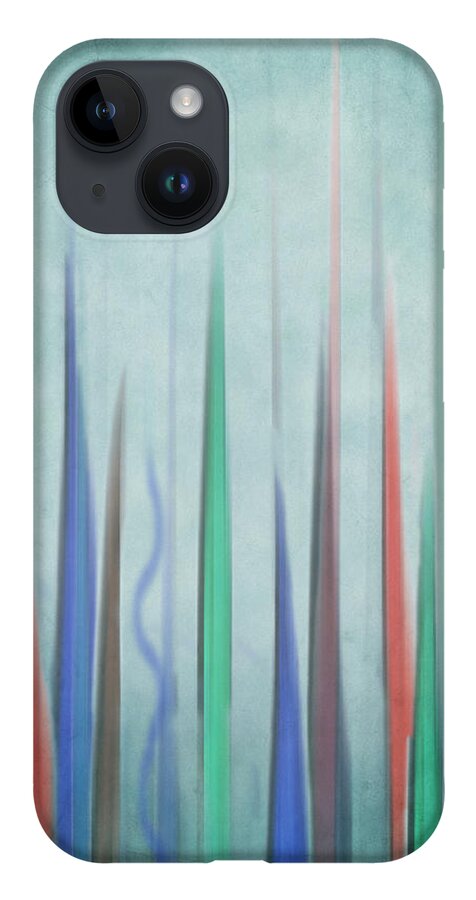 Abstract iPhone 14 Case featuring the digital art Colors Rising by Deborah Smith