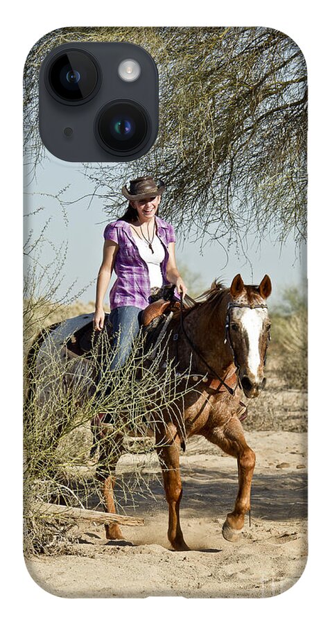 Horse iPhone 14 Case featuring the photograph Coming Through the Wash by Kathy McClure
