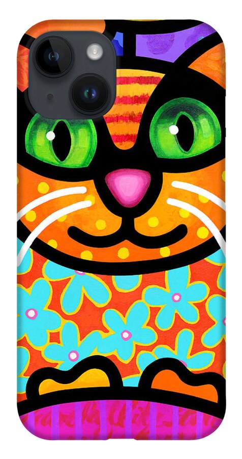 Cat iPhone 14 Case featuring the painting Contented Cat by Steven Scott