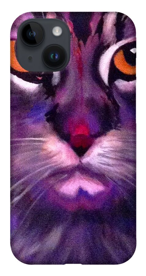 Cat iPhone 14 Case featuring the painting Cool Maine Coon by Bill Manson