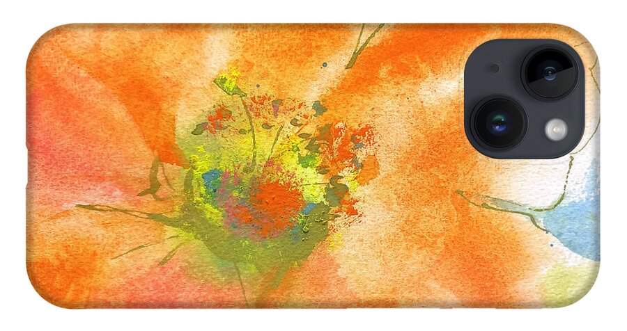 Original Watercolors iPhone 14 Case featuring the painting Coral Poppy II by Chris Paschke