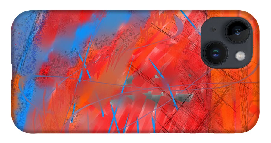 Abstract iPhone 14 Case featuring the digital art Crazy Vibrance by Kristen Fox