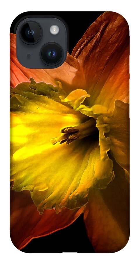 Narcissus iPhone 14 Case featuring the photograph Crimson Daffodil by Bill and Linda Tiepelman