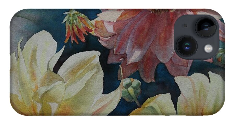 Flowers iPhone 14 Case featuring the painting Cynthia's Dahlias by Ruth Kamenev