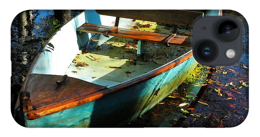 Boat iPhone 14 Case featuring the photograph Cypress Lake Boat by Deborah Smith