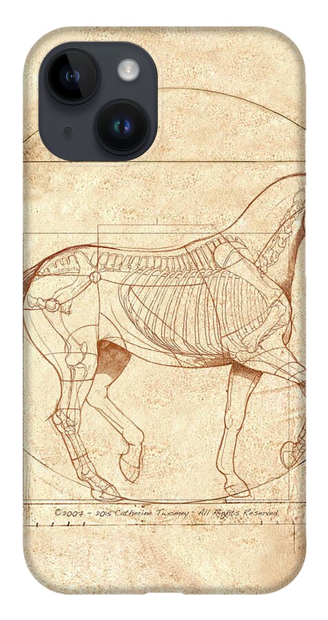 Equine iPhone 14 Case featuring the painting da Vinci Horse in Piaffe by Catherine Twomey