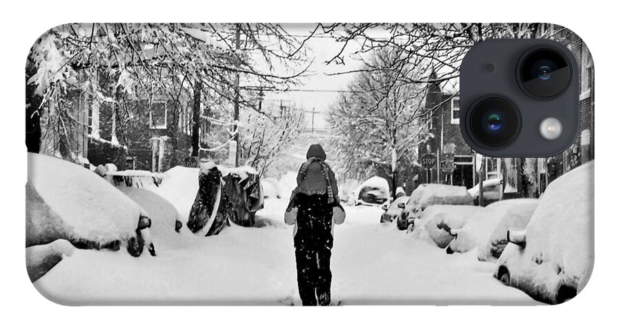 Baltimore iPhone 14 Case featuring the photograph Dad and Daughter Enjoying a Snow Day by SCB Captures