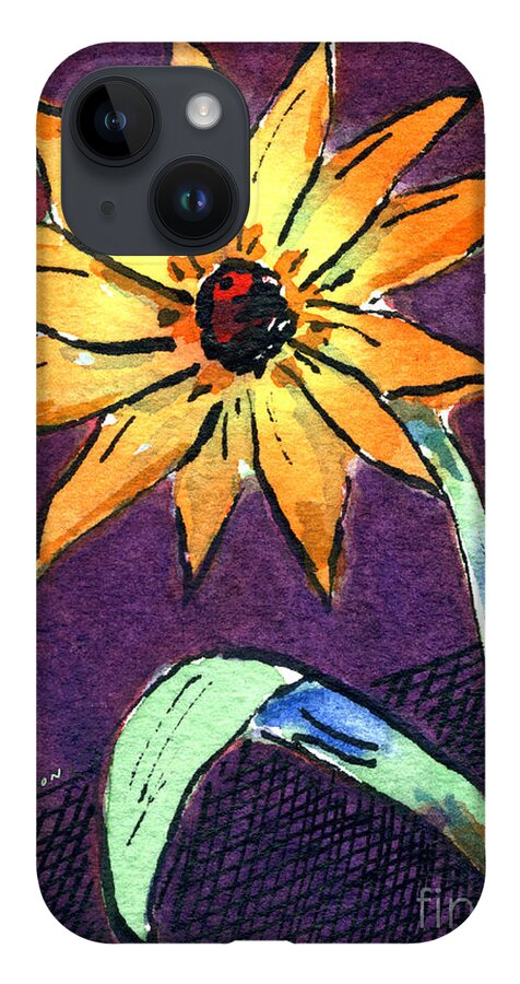Daisy iPhone 14 Case featuring the painting Daisy on Dark Background by Diane Thornton
