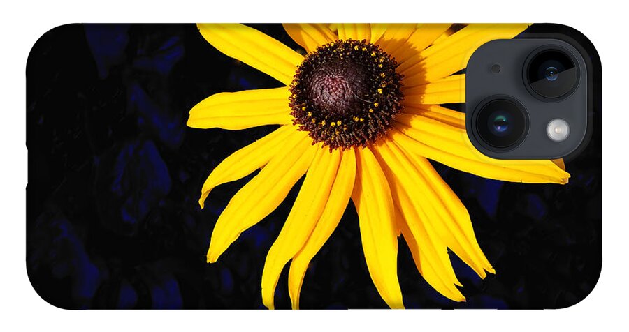 Daisy iPhone 14 Case featuring the digital art Daisy On Dark Blue by Kathleen Illes
