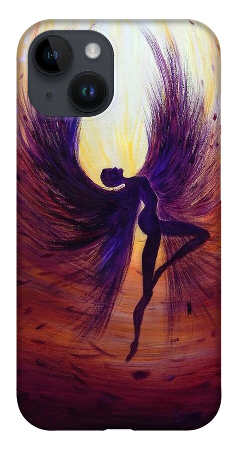 Light iPhone 14 Case featuring the painting Dark Angel by Lilia D