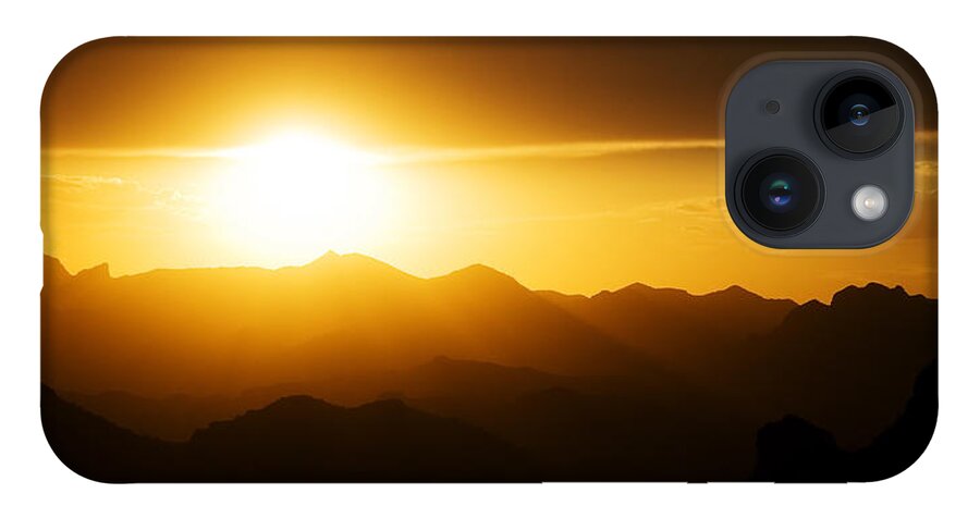 Sunset iPhone 14 Case featuring the photograph Dark Sunset Over the Matzatzals by Brad Brizek