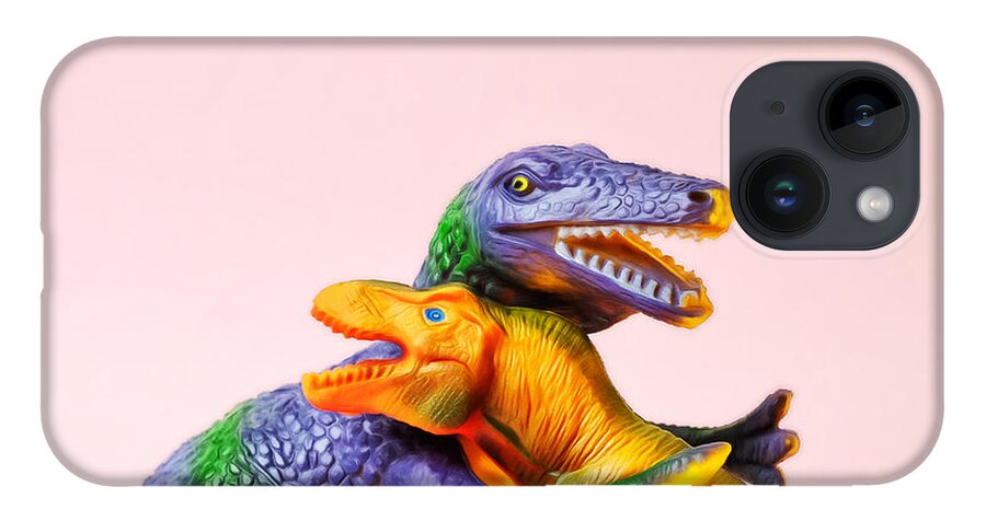 Fun iPhone Case featuring the photograph Dinosaurs Hugging by Juj Winn