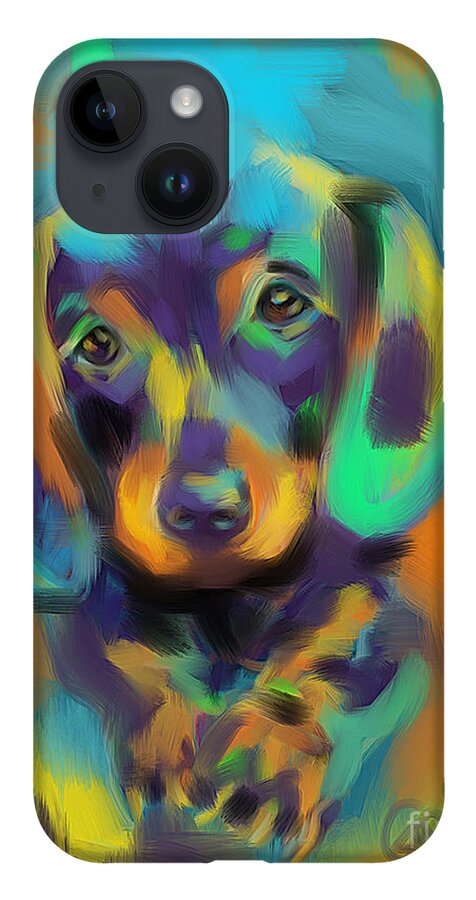 Dog iPhone 14 Case featuring the painting Dog Bobby by Go Van Kampen