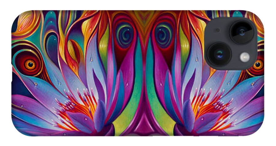Lotus iPhone 14 Case featuring the painting Double Floral Fantasy by Ricardo Chavez-Mendez