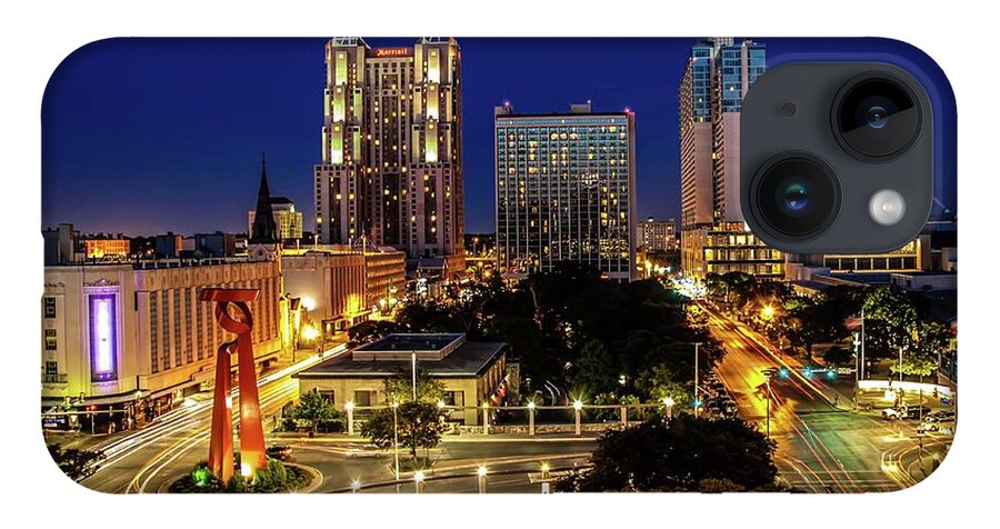 Downtown District iPhone 14 Case featuring the photograph Downtown San Antonio by John Cabuena Flipintex Fotod