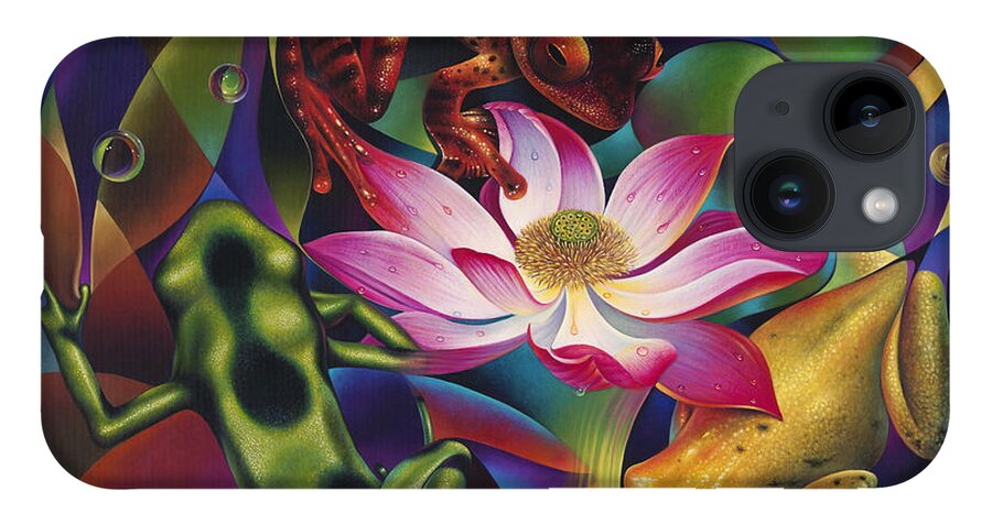 Lily iPhone 14 Case featuring the painting Dynamic Frogs by Ricardo Chavez-Mendez
