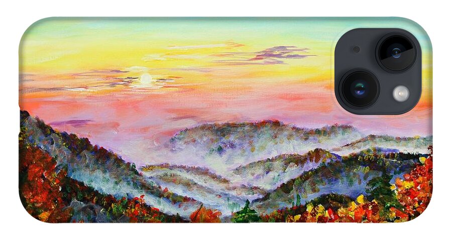Mountains iPhone 14 Case featuring the painting Early Morning Smoky Mountains by Karl Wagner