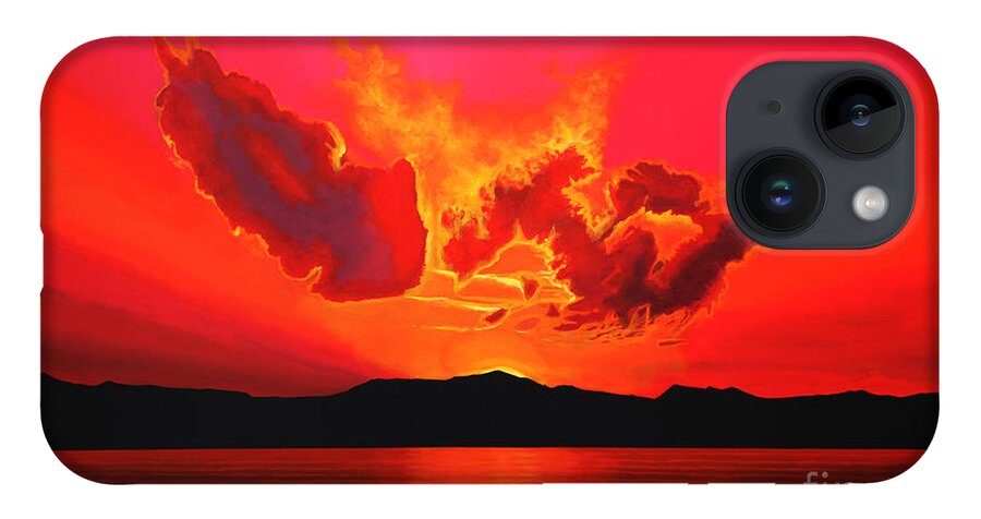 Paul Meijering iPhone 14 Case featuring the painting Earth Sunset by Paul Meijering