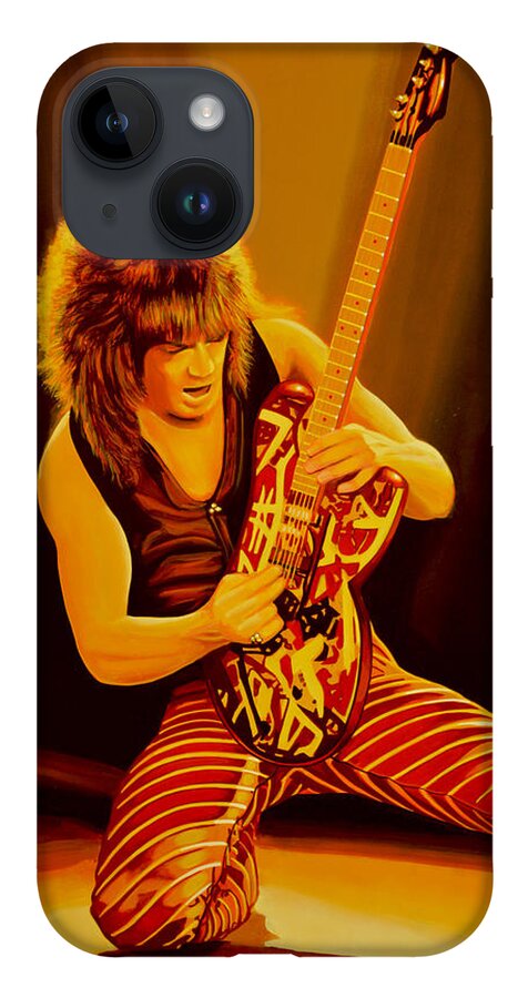 Eddie Van Halen iPhone 14 Case featuring the painting Eddie van Halen Painting by Paul Meijering