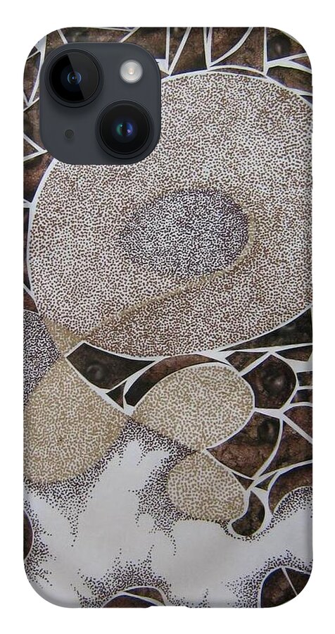 Stipple iPhone 14 Case featuring the mixed media Edible Dreams by Pamela Henry