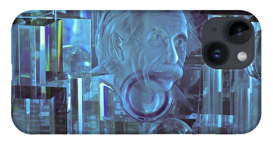 Albert Einstein iPhone 14 Case featuring the photograph Einstein in Crystal - Blue by Christi Kraft